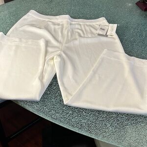 White Knit Wide-Leg Pants Misook